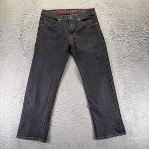 Linea Uomo Jeans Mens 32x30 Black Cotton Denim Straight Leg Relaxed Fit Stretch